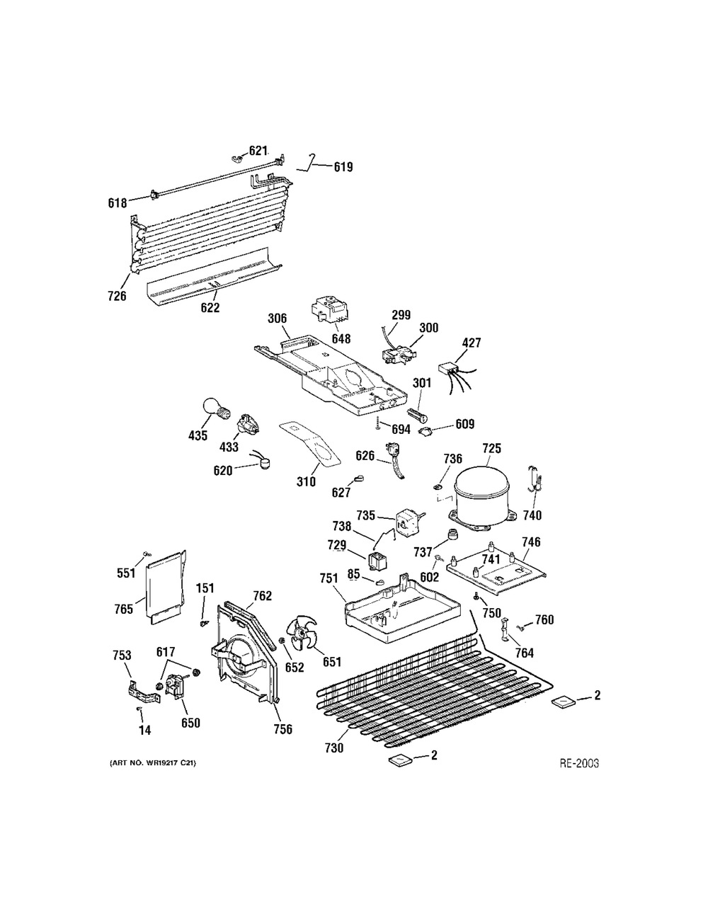 Unit Parts Diagram and Parts List for HTMX050EF3WW  General Electric Dishwasher