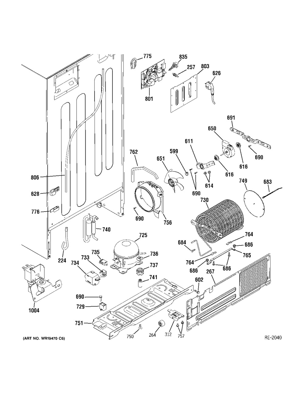 System Parts Diagram and Parts List for ZDT800SIFII  General Electric Refrigerator