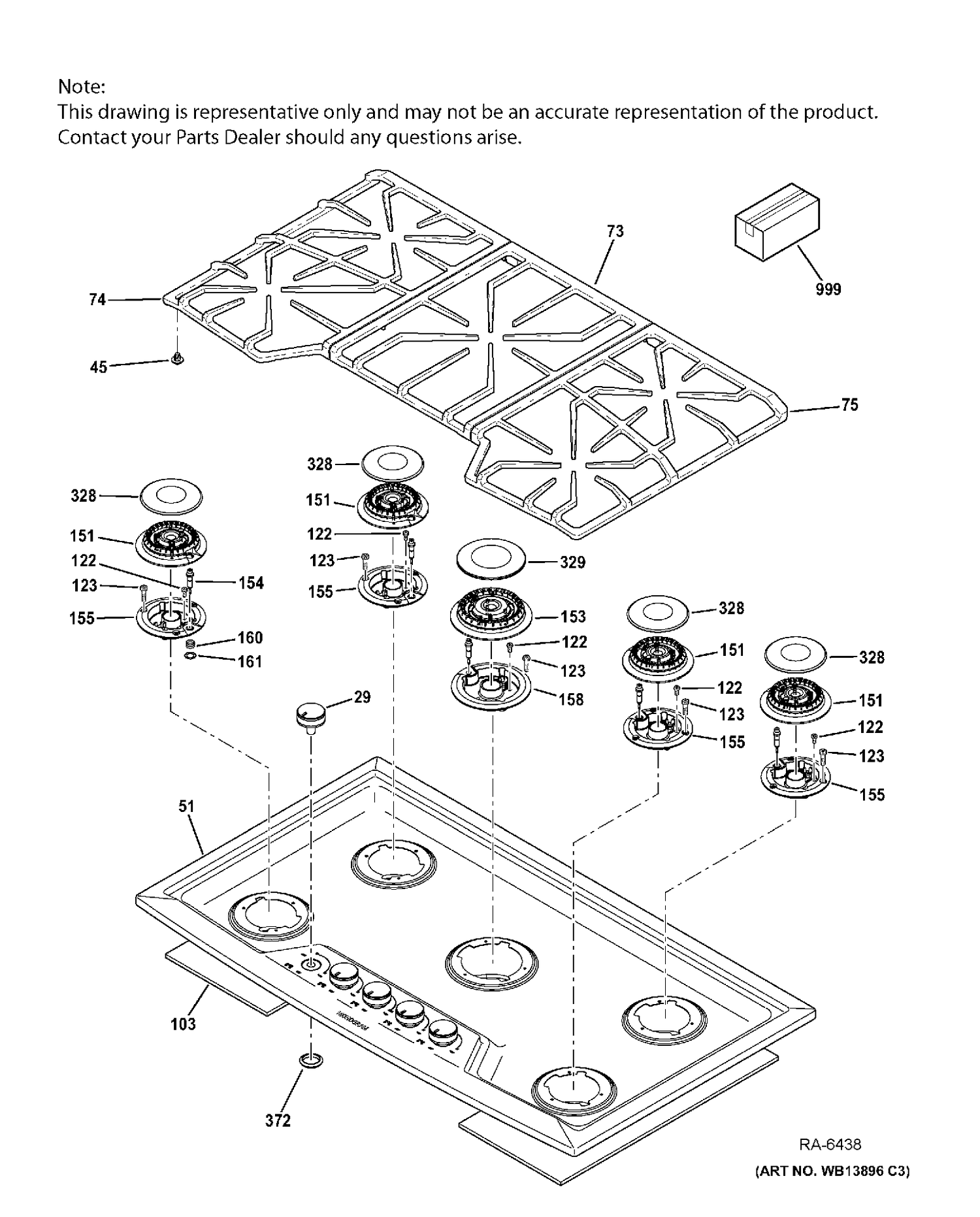 CONTROL PANEL & COOKTOP Diagram and Parts List for ZGU385NSM4SS  General Electric Range