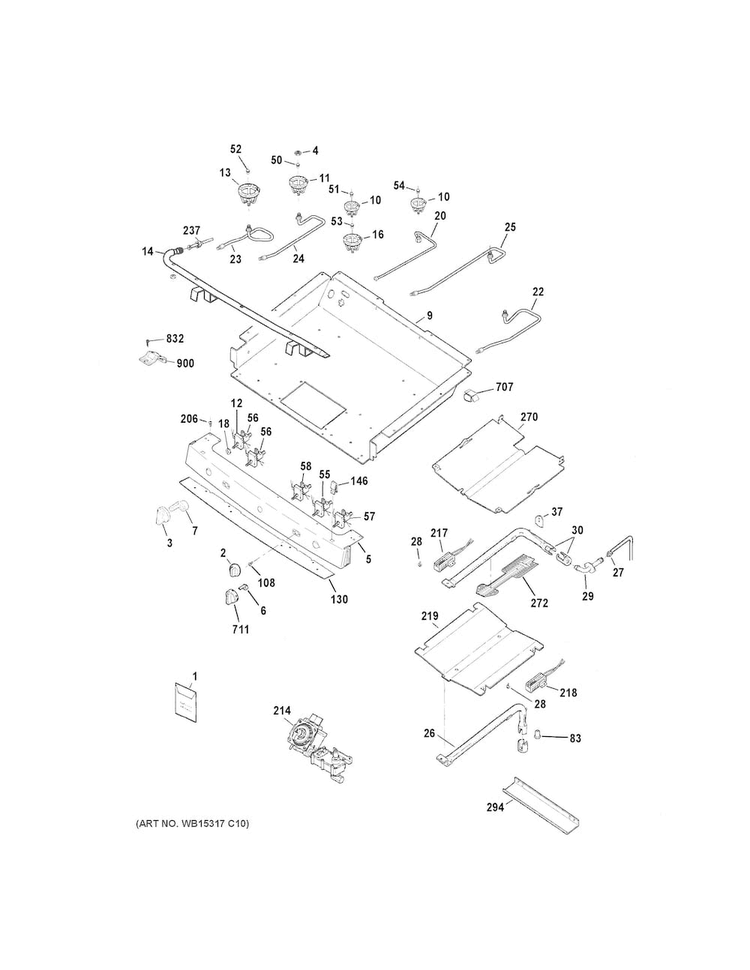 Gas & Burner Parts Diagram and Parts List for JGB750DEF1BB  General Electric Range
