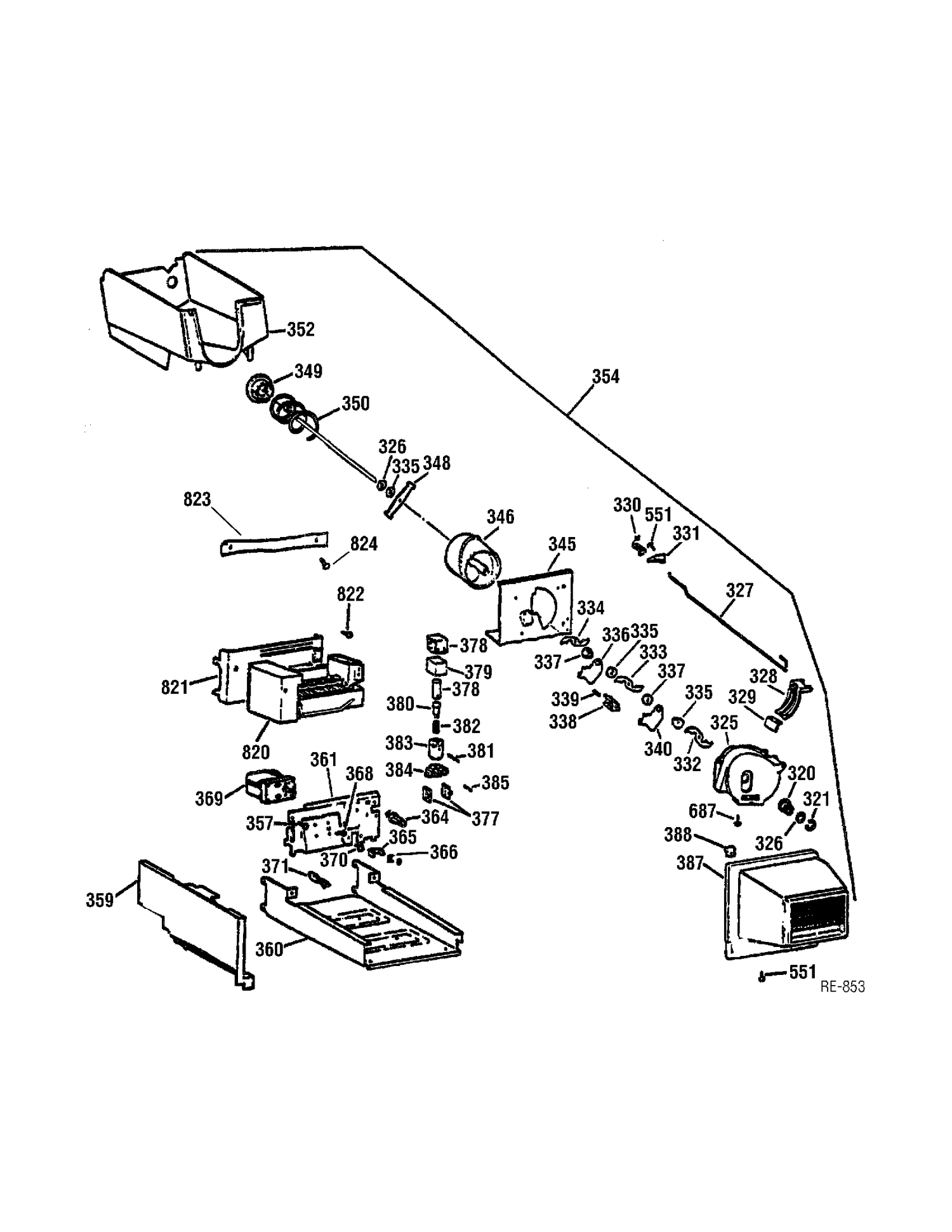 ICE BUCKET Diagram and Parts List for PTC22LFDARWW  General Electric Refrigerator