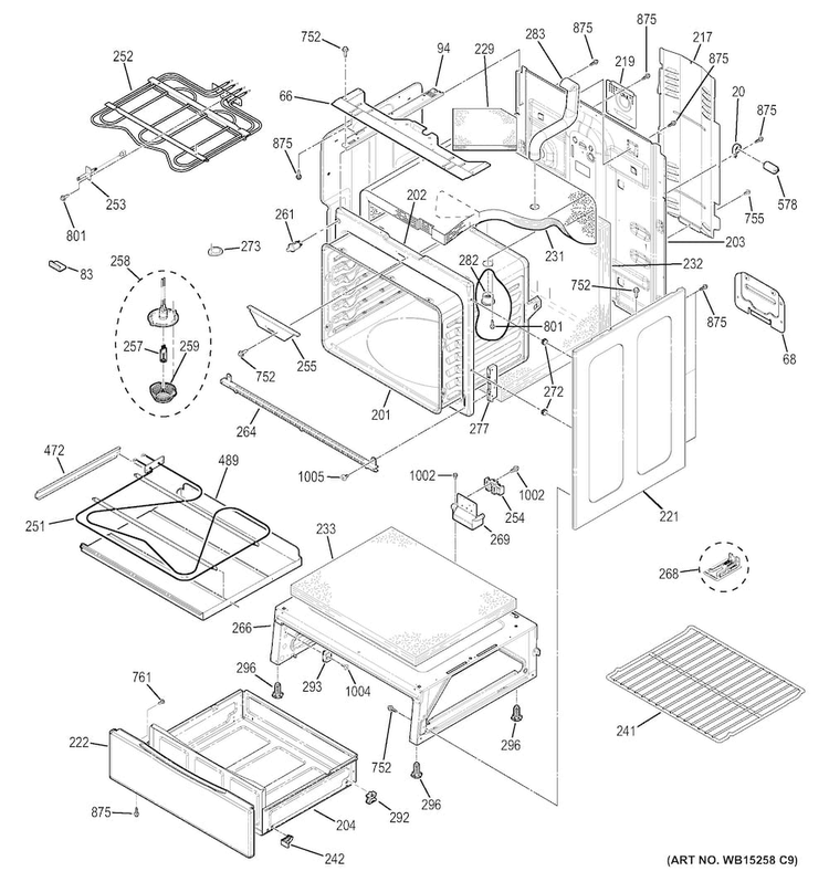Body Parts Diagram and Parts List for JB700DJ1BB  General Electric Range