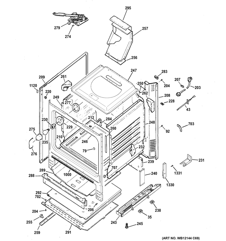 Body Parts Diagram and Parts List for RGB780REH4SS  Hotpoint Range
