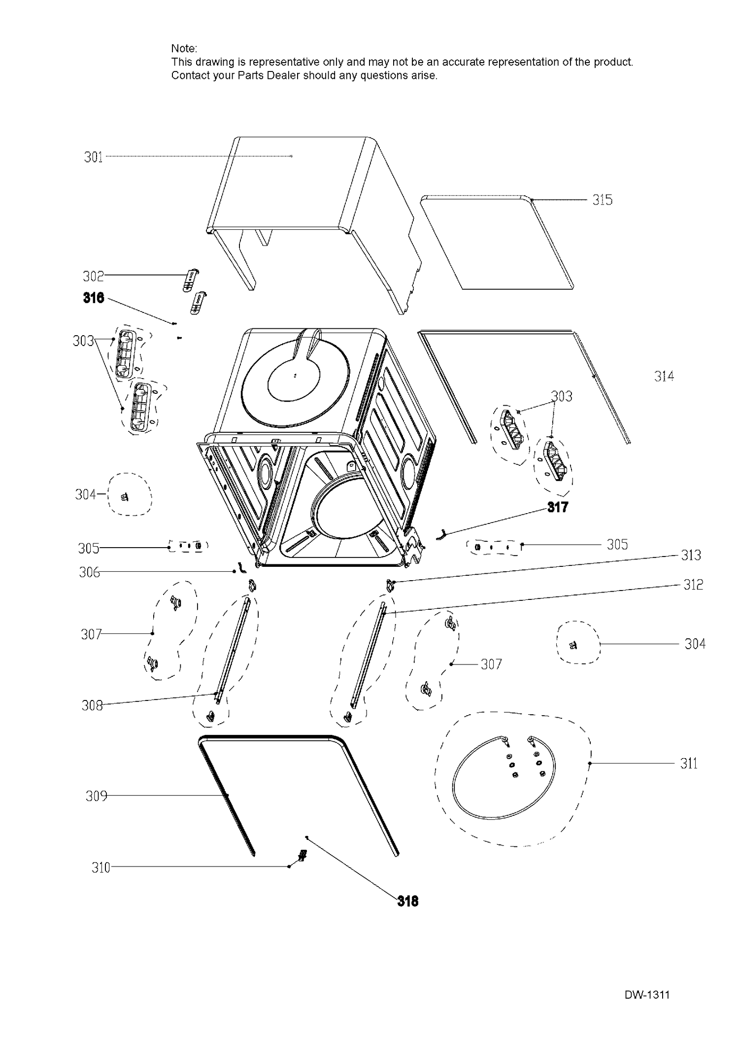 BODY PARTS 1 Diagram and Parts List for PDT660SGF2BB  General Electric Dishwasher