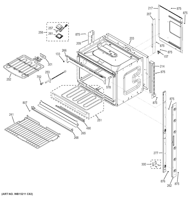 Upper Oven Diagram and Parts List for JK3500SF4SS  General Electric Wall Oven