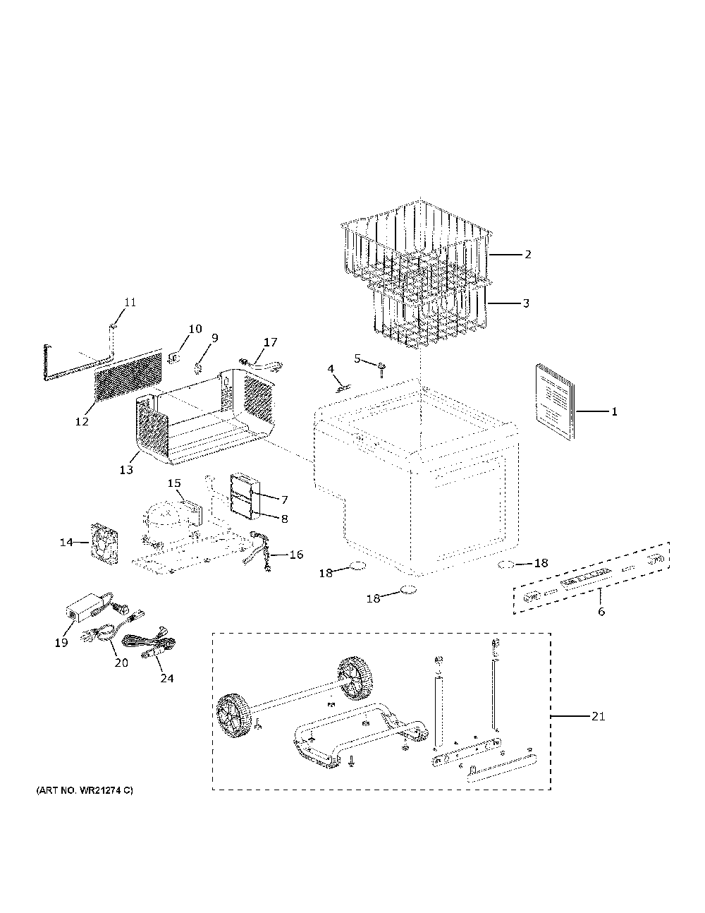 Freezer Diagram and Parts List for PRV02ATTBBB  General Electric Freezer
