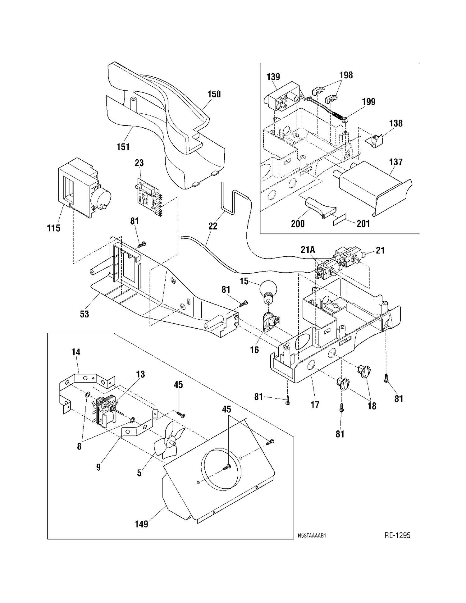 CONTROLES Diagram and Parts List for 33346-1  General Electric Refrigerator
