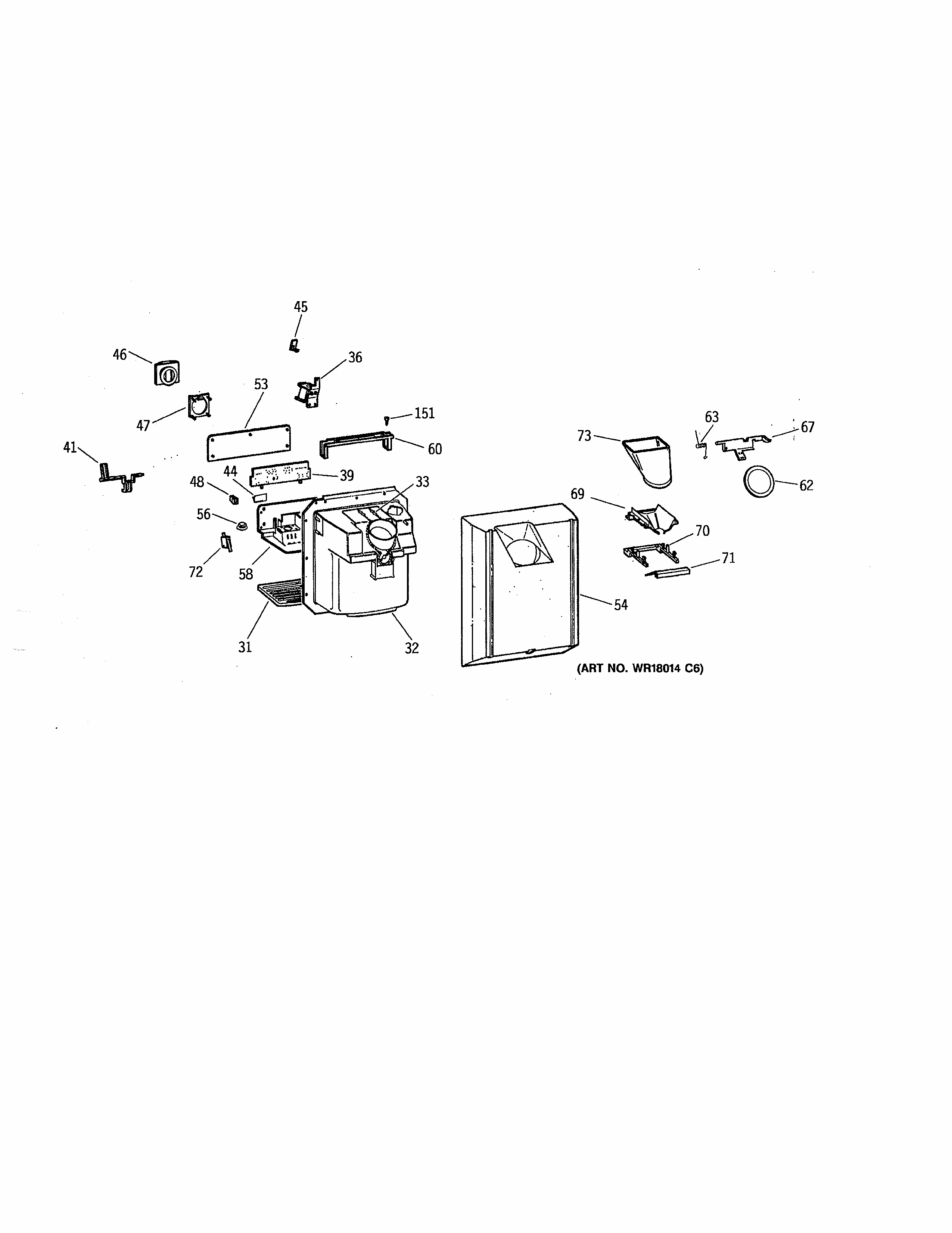 Dispenser Diagram and Parts List for 3639552714  Kenmore Refrigerator