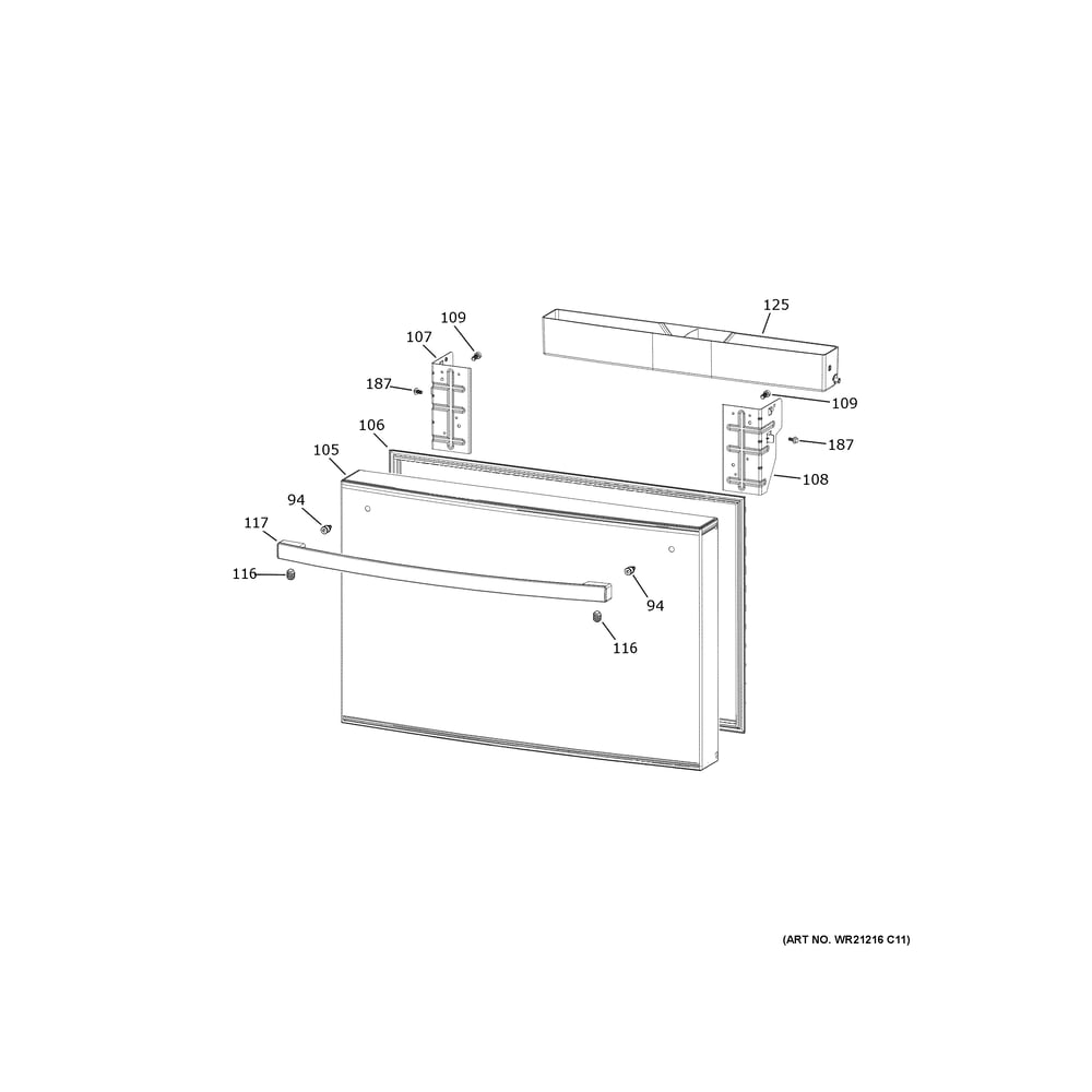 Freezer Drawer Diagram and Parts List for PXD22BYPCFS  General Electric Refrigerator