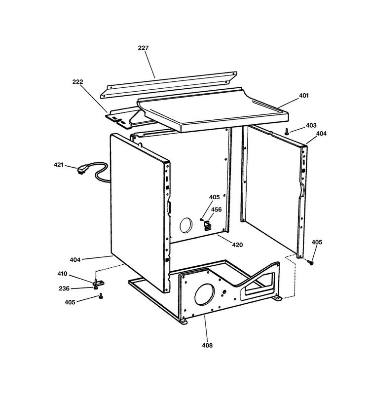 Cabinet Diagram and Parts List for EGD4000B0WW  General Electric Dryer