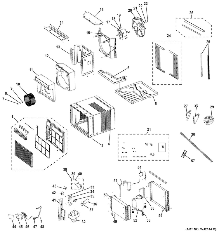 Room Air Conditioner Diagram and Parts List for AEM14ATL1  General Electric Air Conditioner