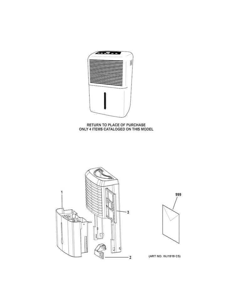Dehimidifier Diagram and Parts List for APEL70LWL1  General Electric Dehumidifier