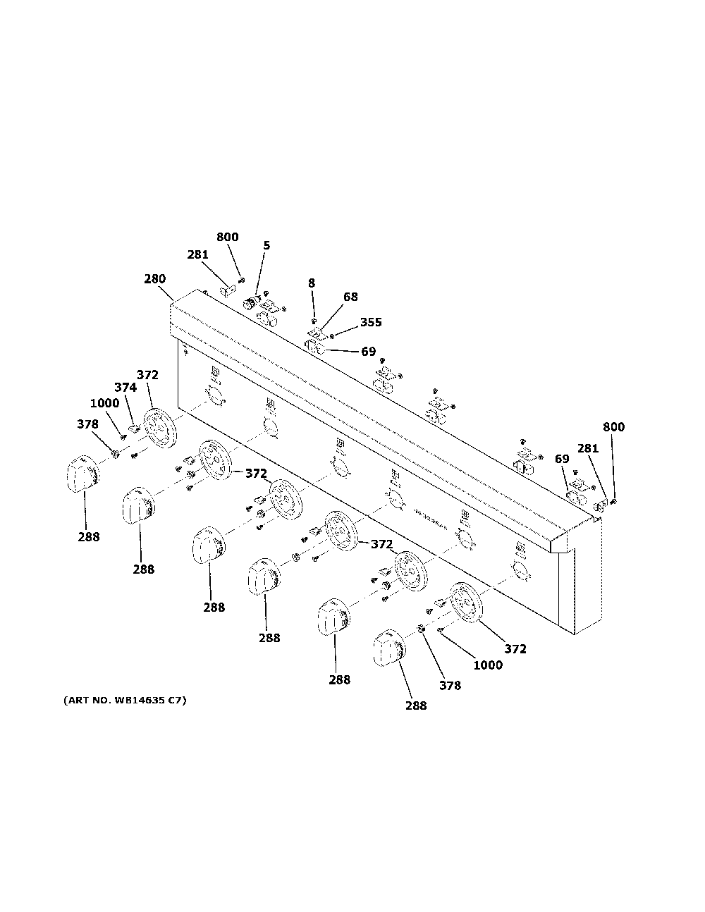 Control panel Diagram and Parts List for ZGU366NP8SS  General Electric Cooktop