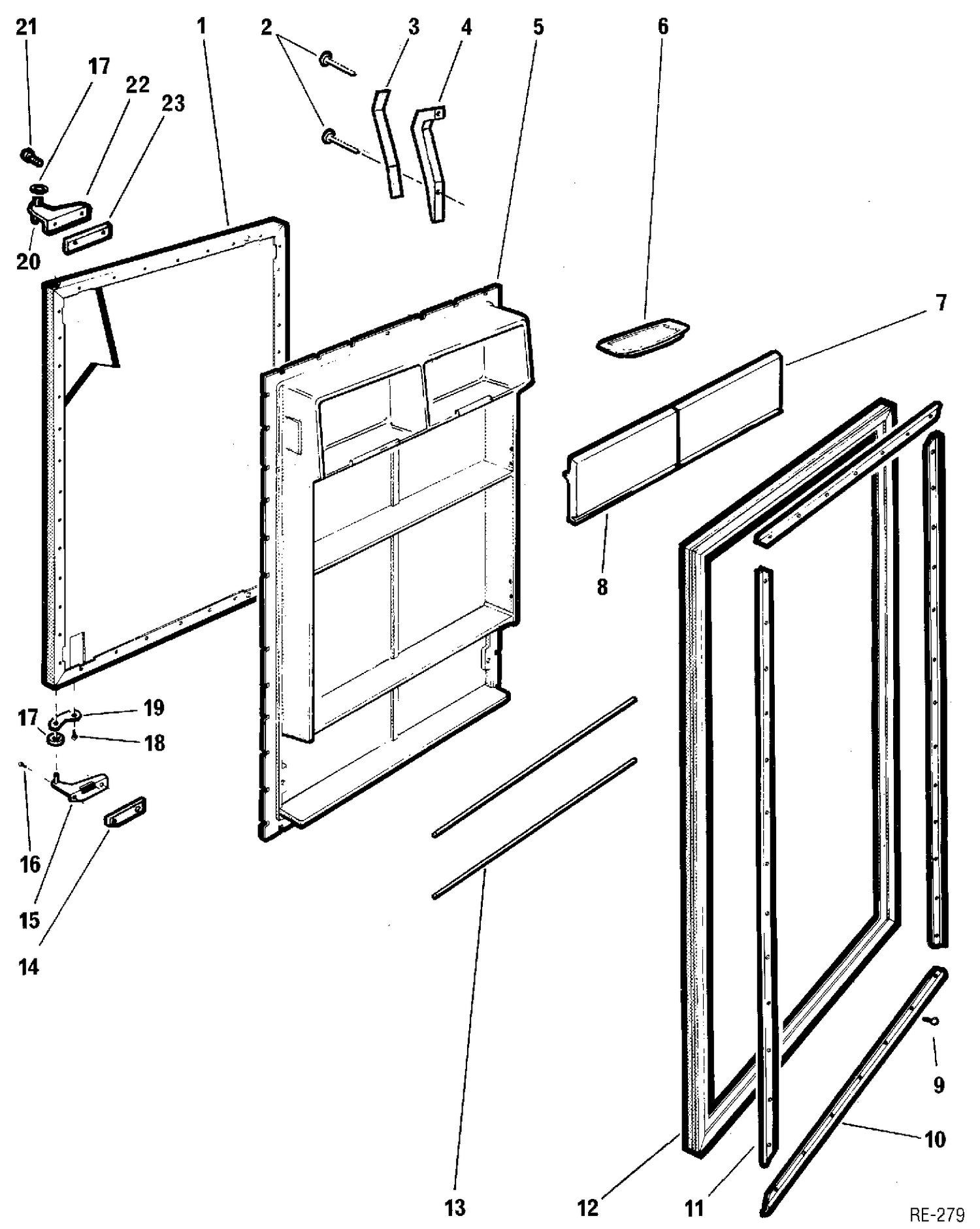 REFRIGERATOR DOOR Diagram and Parts List for YRFP1703P-1  General Electric Refrigerator