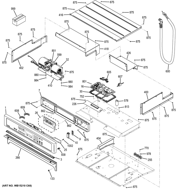 Control Panel Diagram and Parts List for PT9050SF5SS  General Electric Wall Oven