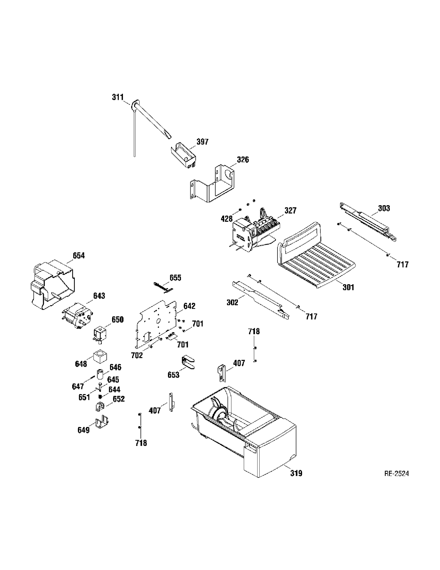 ICE MAKER Diagram and Parts List for MSR23IETAWW  General Electric Refrigerator