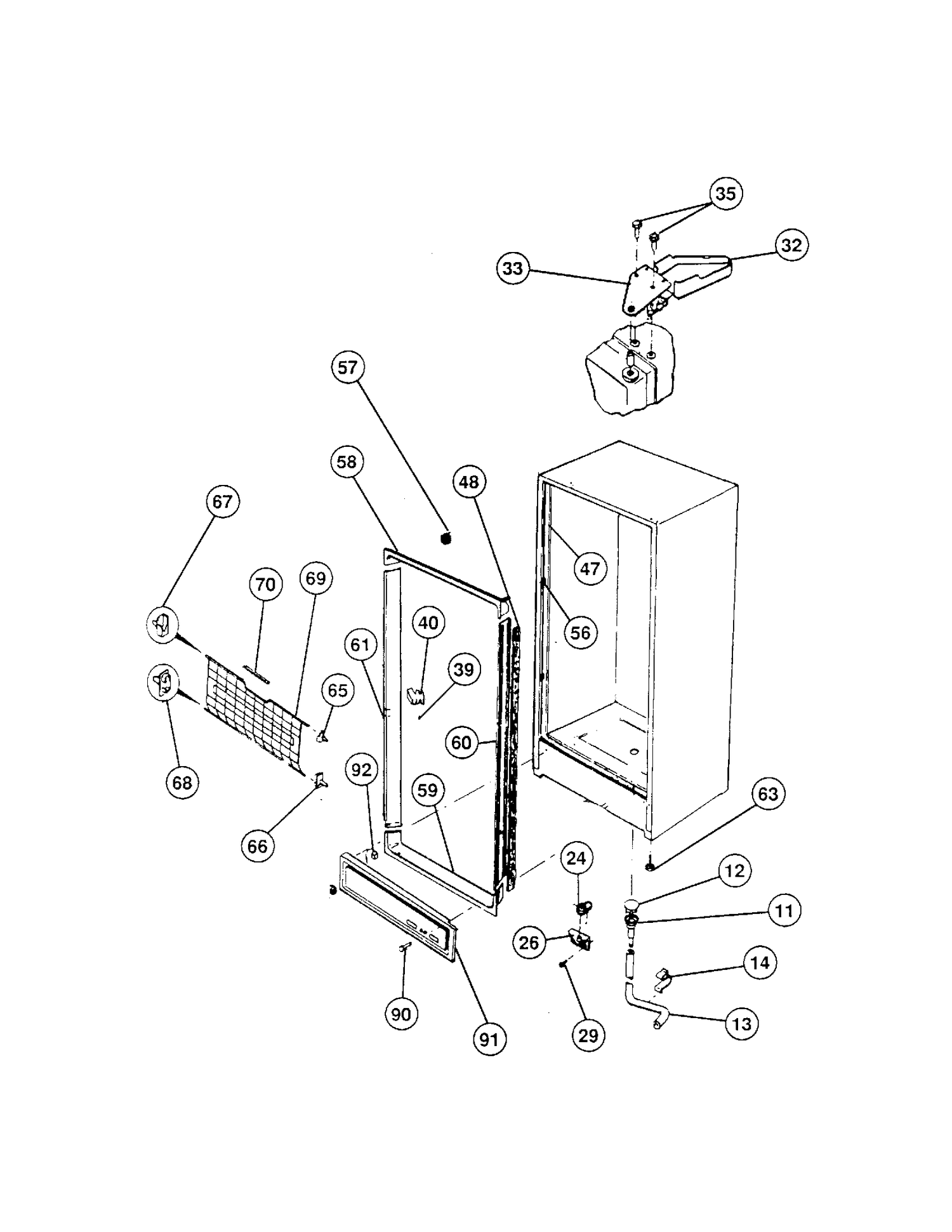 VERTICAL FREEZER Diagram and Parts List for 84110D  General Electric Freezer