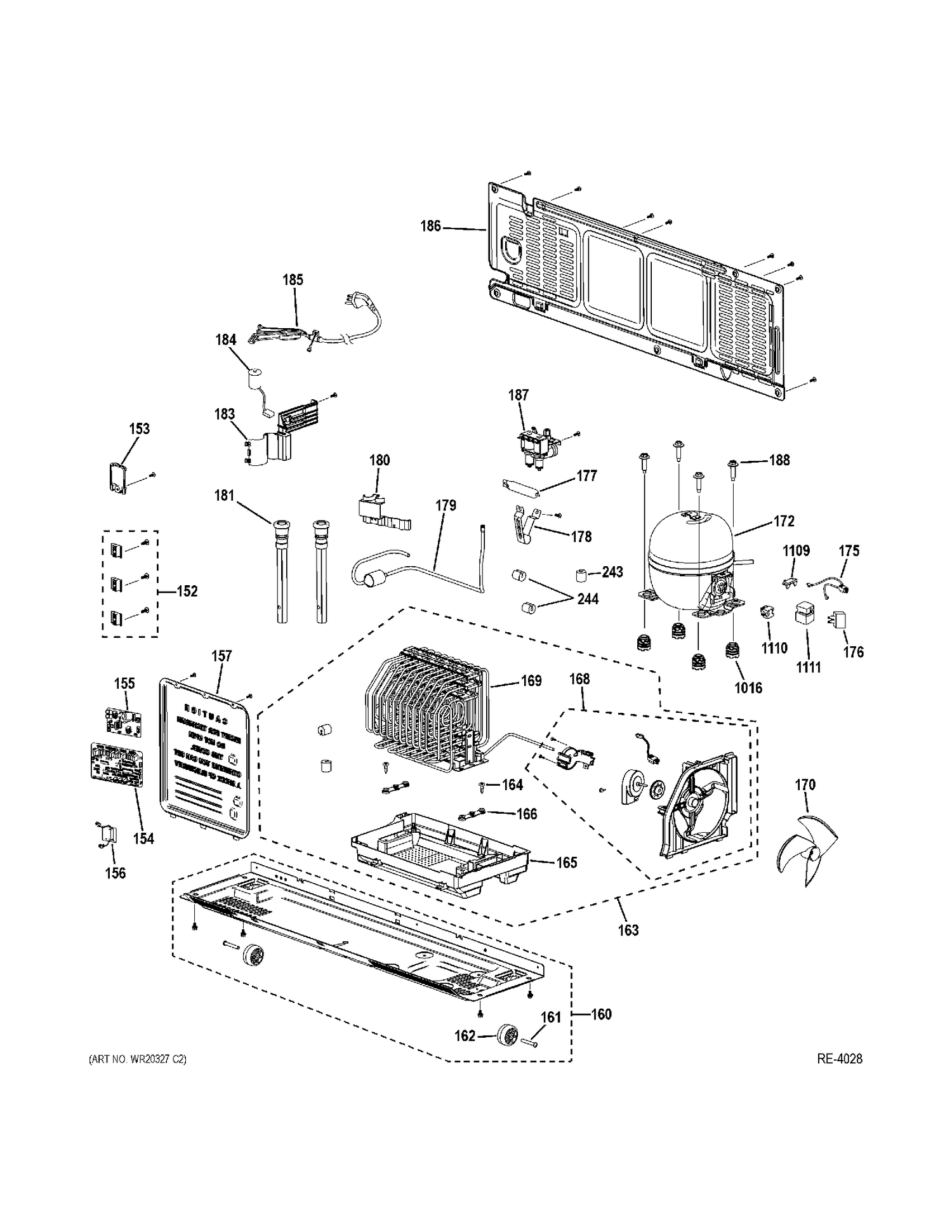 UNIT Diagram and Parts List for PFSF6PKXFBB  General Electric Refrigerator