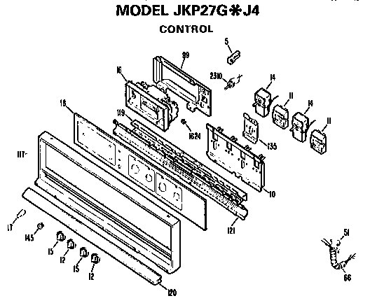 Control Diagram and Parts List for JKP27GJ4  General Electric Wall Oven