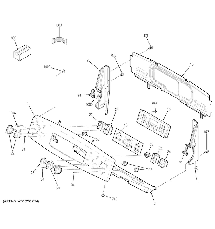 Control Panel Diagram and Parts List for JB650SF2SS  General Electric Range