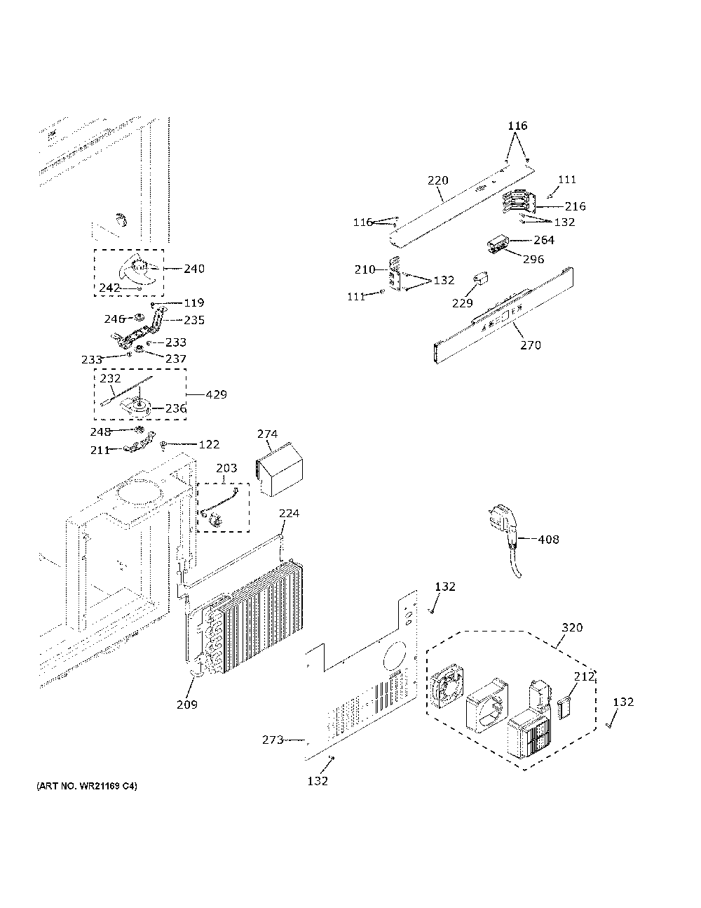 Fresh Food Section Diagram and Parts List for ZIR301NBRAII  General Electric Refrigerator