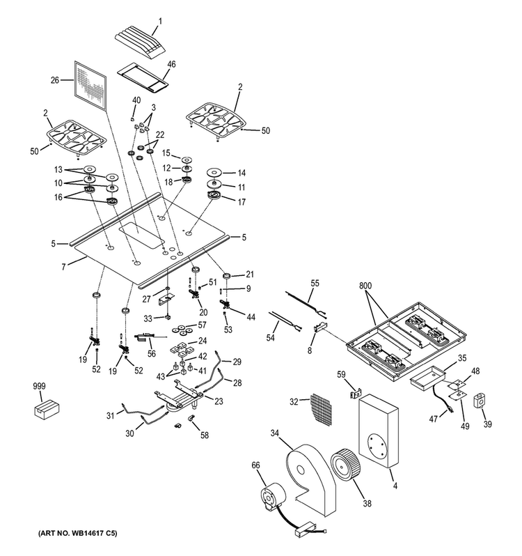 Control Panel & Cooktop Diagram and Parts List for PGP9830SJ1SS  General Electric Cooktop