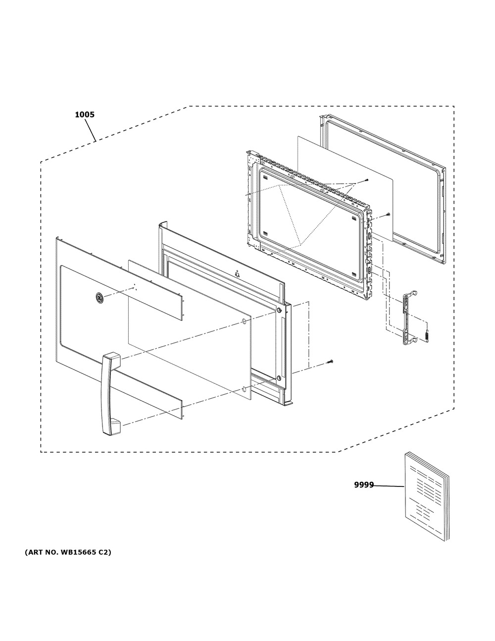 Door Parts Diagram and Parts List for JNM3184RP9SS  General Electric Microwave