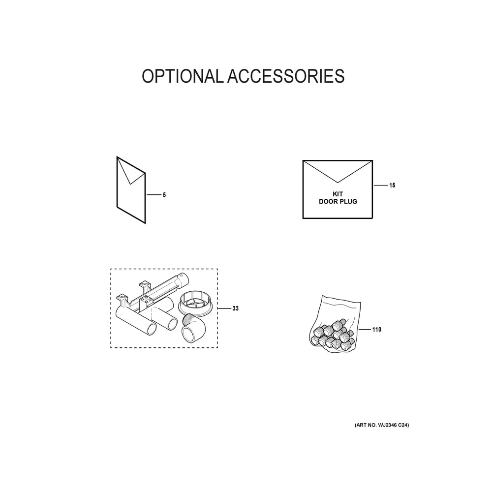 Optional Accessories Diagram and Parts List for NF95X100S5C03  General Electric Furnace