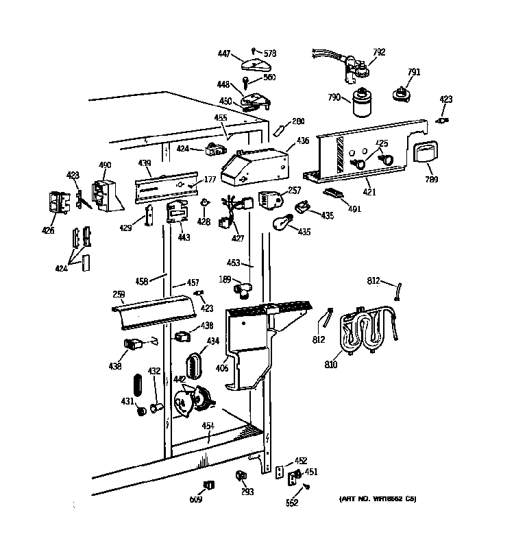 Fresh Food Section Diagram and Parts List for 36359575991  General Electric Refrigerator