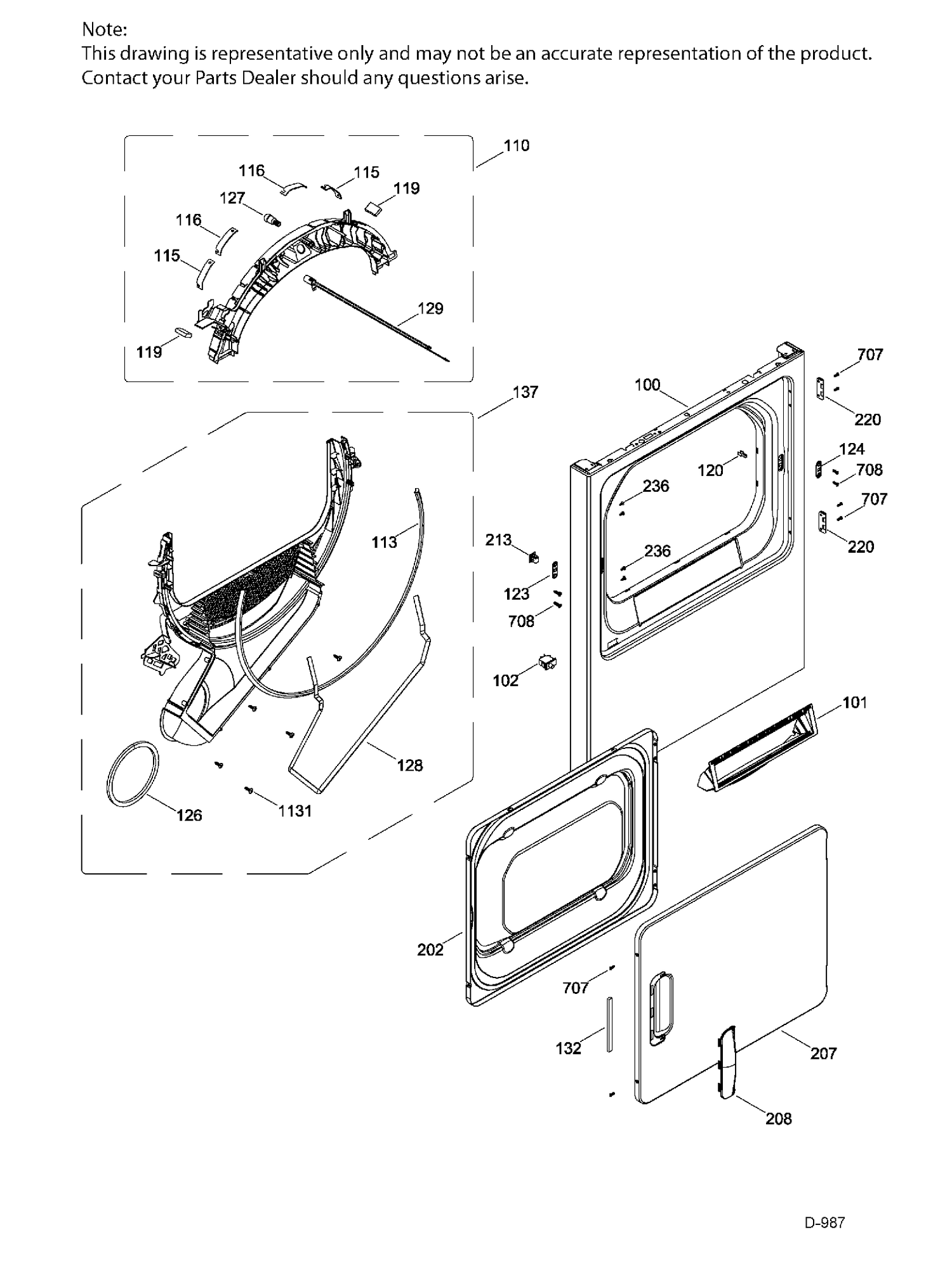 FRONT PANEL ASM. Diagram and Parts List for GTX18GSMJ0WW  General Electric Dryer