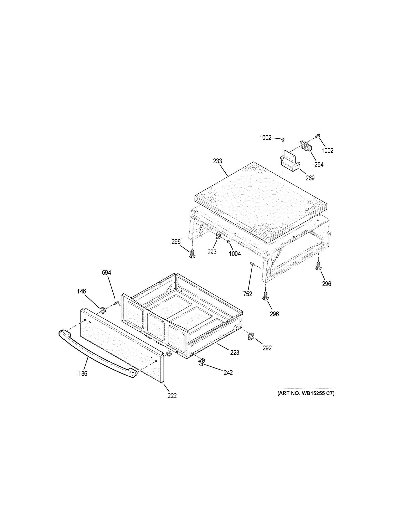 WARMING DRAWER Diagram and Parts List for PB930SL1SS  General Electric Range
