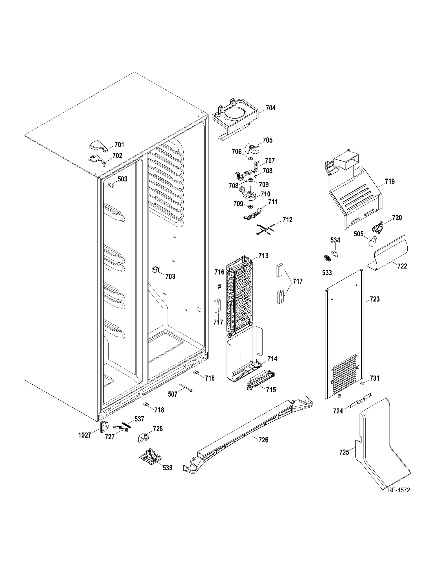 FZ SECTION Diagram and Parts List for GSRS3QGXGFSS  General Electric Refrigerator
