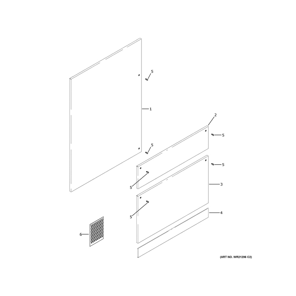 Door Panel Kit Diagram and Parts List for ZK3SN369WBLH  General Electric Refrigerator