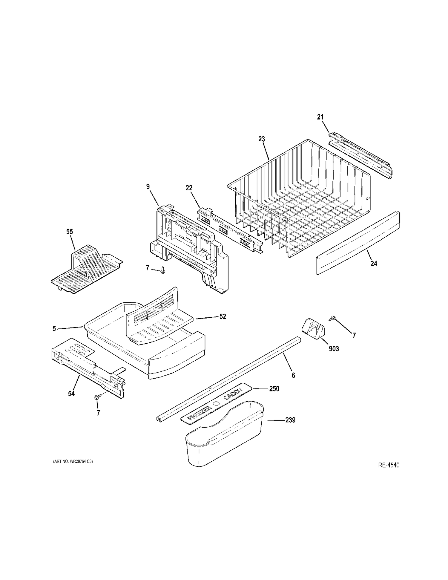 FZ SHELVES Diagram and Parts List for PFCF1NFZCSS  General Electric Refrigerator