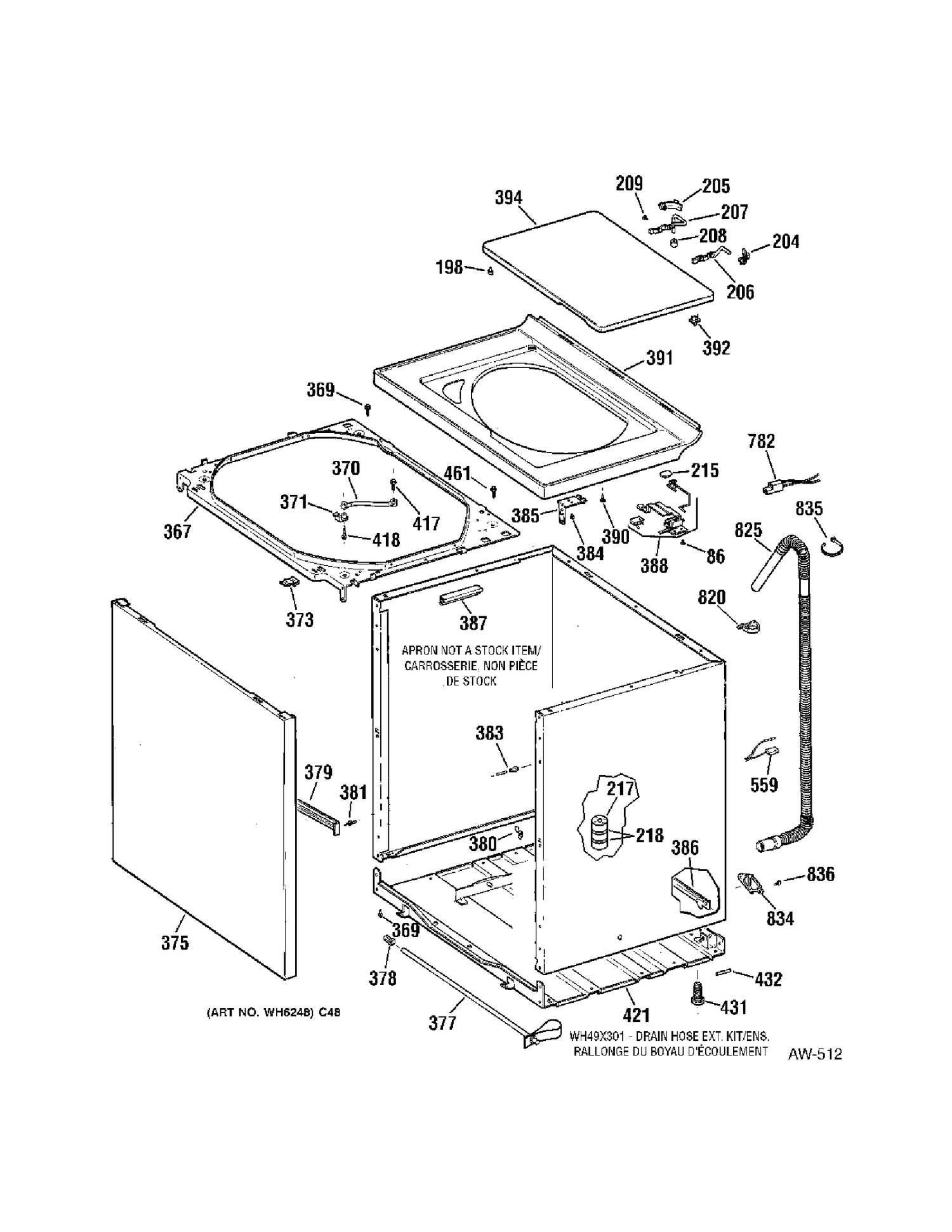 CABINET Diagram and Parts List for HNXRP070D0WW  General Electric Washer