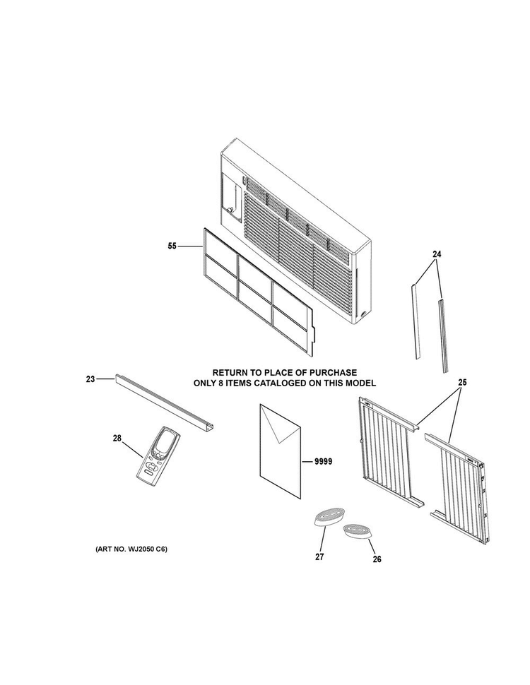 Room Air Conditioner Diagram and Parts List for AEZ08LVQ2  General Electric Air Conditioner