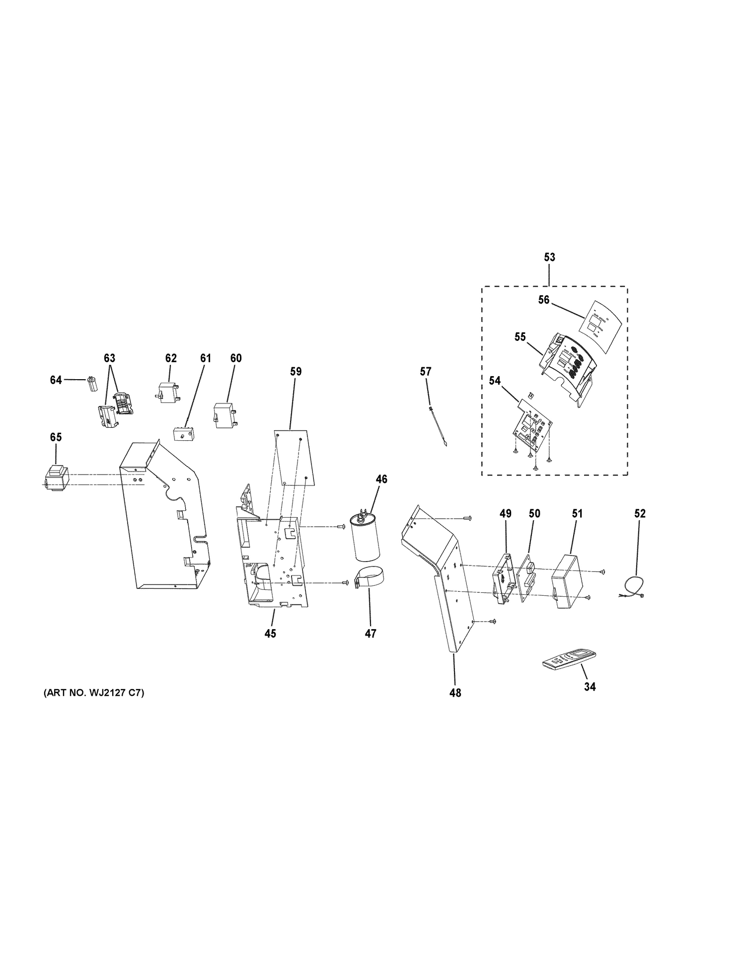 CONTROL PARTS Diagram and Parts List for AJEQ09DCFL2  General Electric Air Conditioner