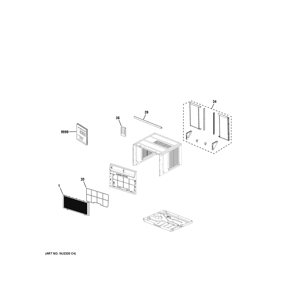 Room Air Conditioner Diagram and Parts List for AWFS12WWL2  General Electric Air Conditioner