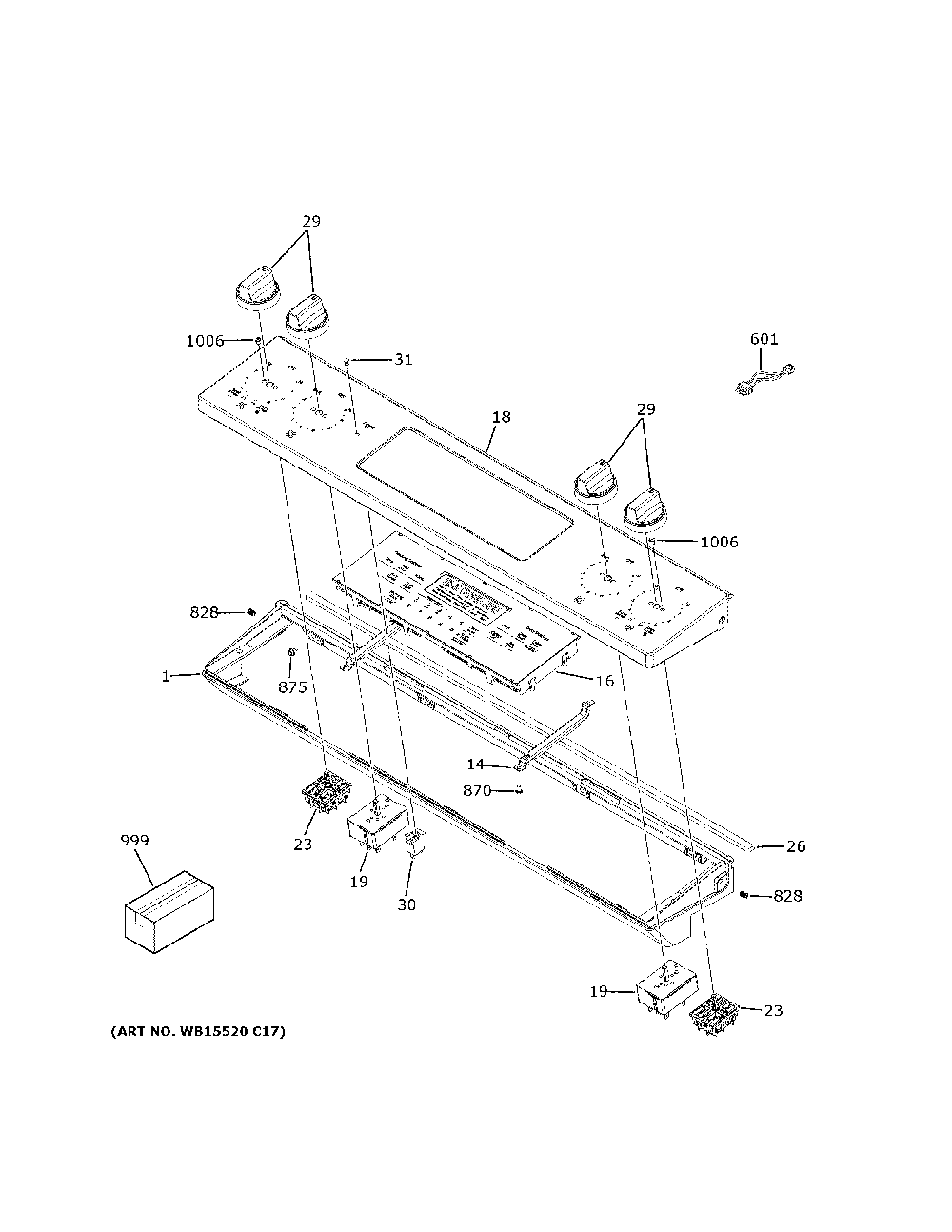 Control Panel Diagram and Parts List for JS760DP4BB  General Electric Range