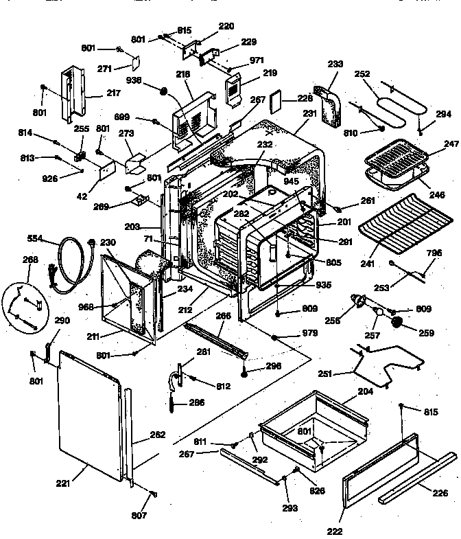 Body Parts Diagram and Parts List for JSP38GV2BB  General Electric Range
