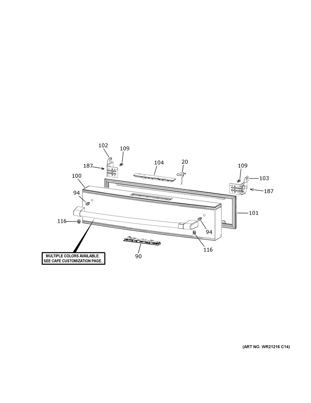 Convertible Drawer Diagram and Parts List for CGE29DP2TBS1  General Electric Refrigerator