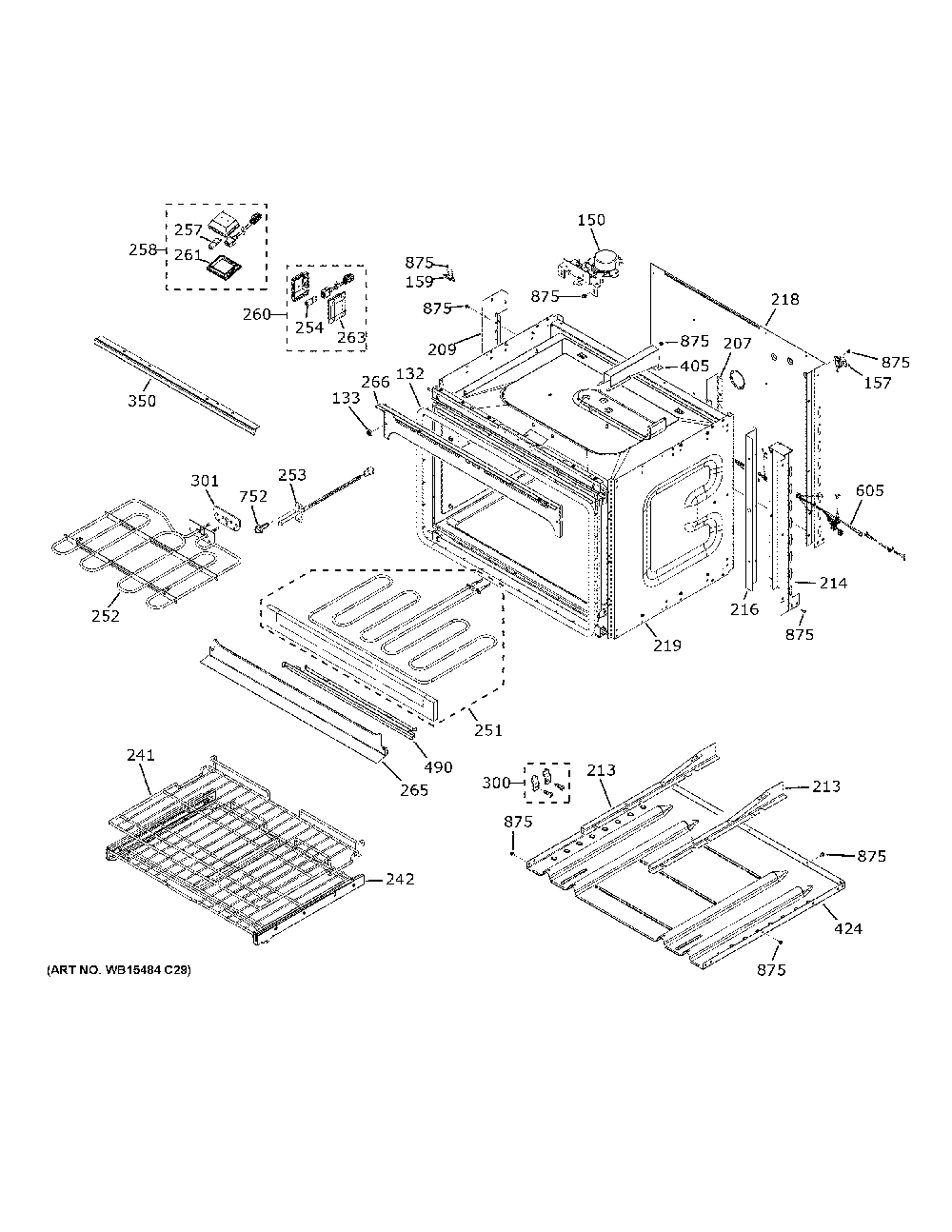 Lower Oven Diagram and Parts List for JTD5000DN2BB  General Electric Wall Oven