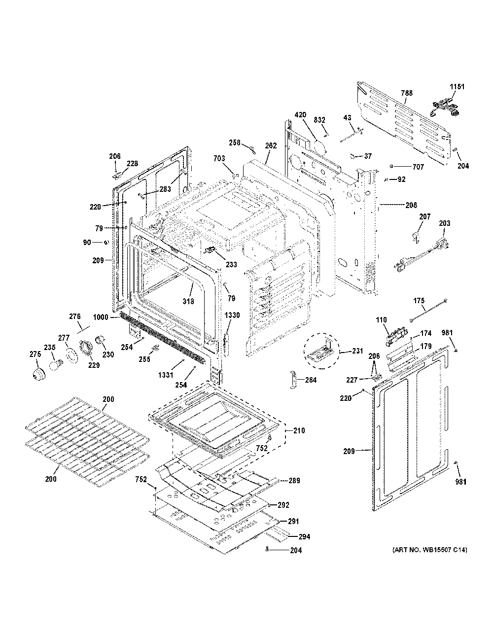 Body Parts Diagram and Parts List for JGSS66EEL4ES  General Electric Range