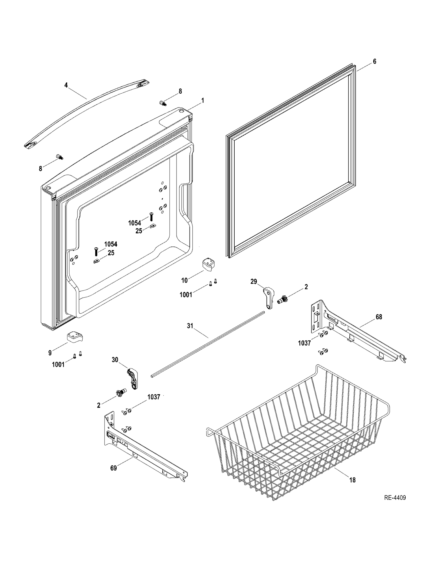 FZ DOOR Diagram and Parts List for ADRS0MBZARSS  General Electric Refrigerator