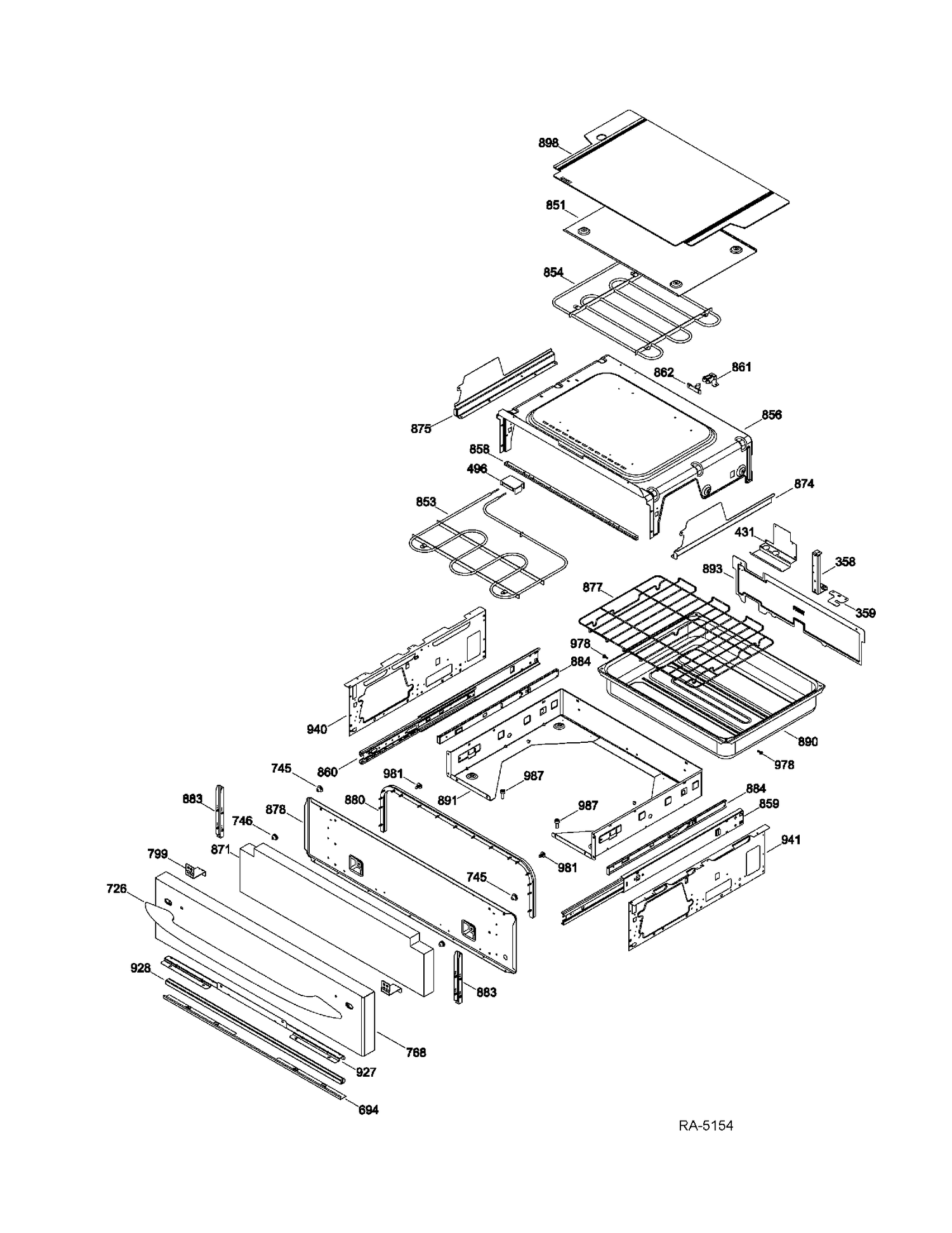 DRAWER Diagram and Parts List for PGS975SER3SS  General Electric Range
