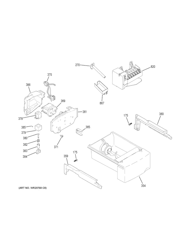 Ice Maker & Dispenser Diagram and Parts List for GSS25LSLECSS  General Electric Refrigerator