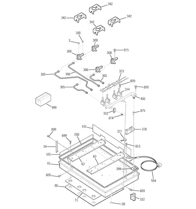 Gas & Burner Parts Diagram and Parts List for JGP933SEF1SS  General Electric Cooktop