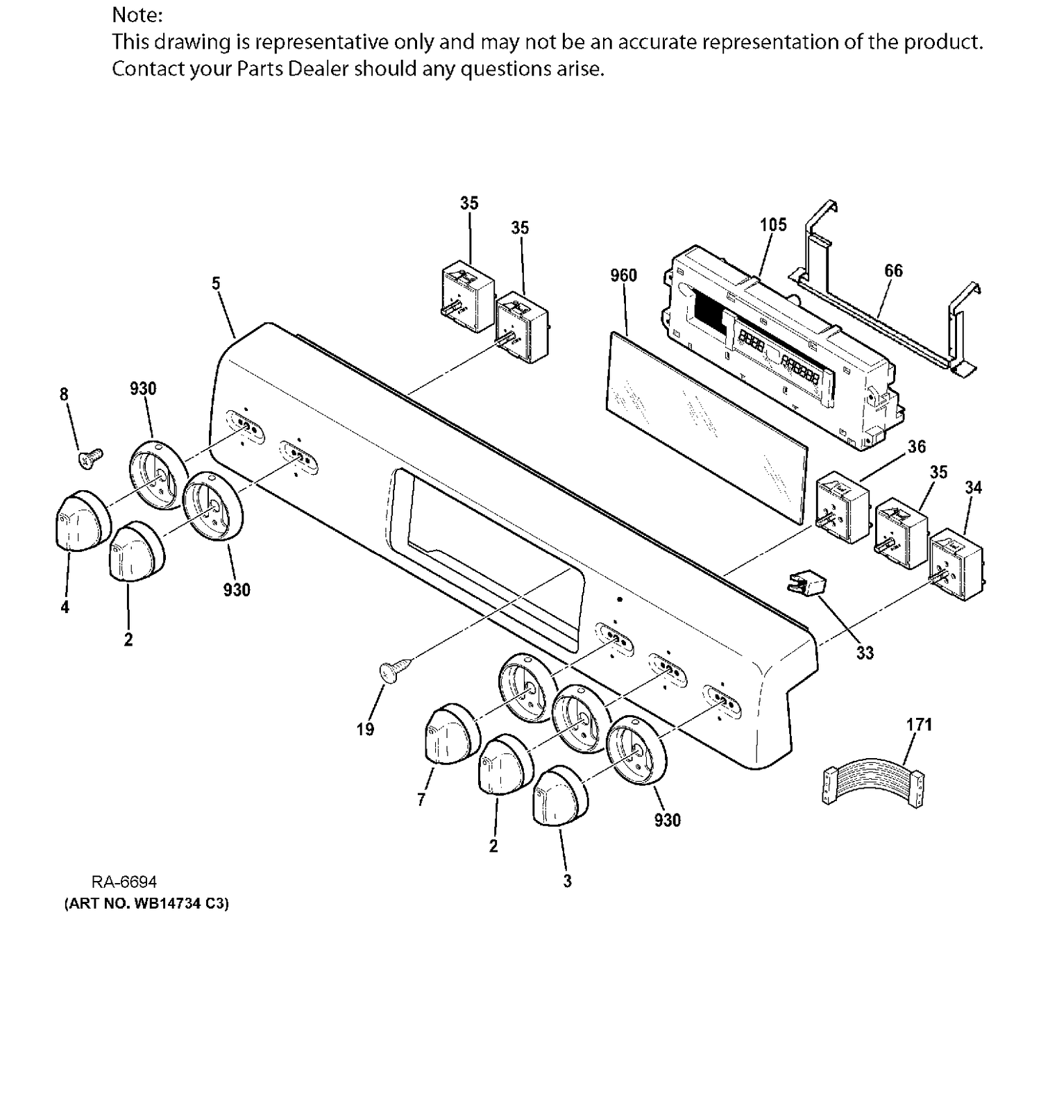 CONTROL PANEL Diagram and Parts List for CCS975SD3SS  General Electric Range