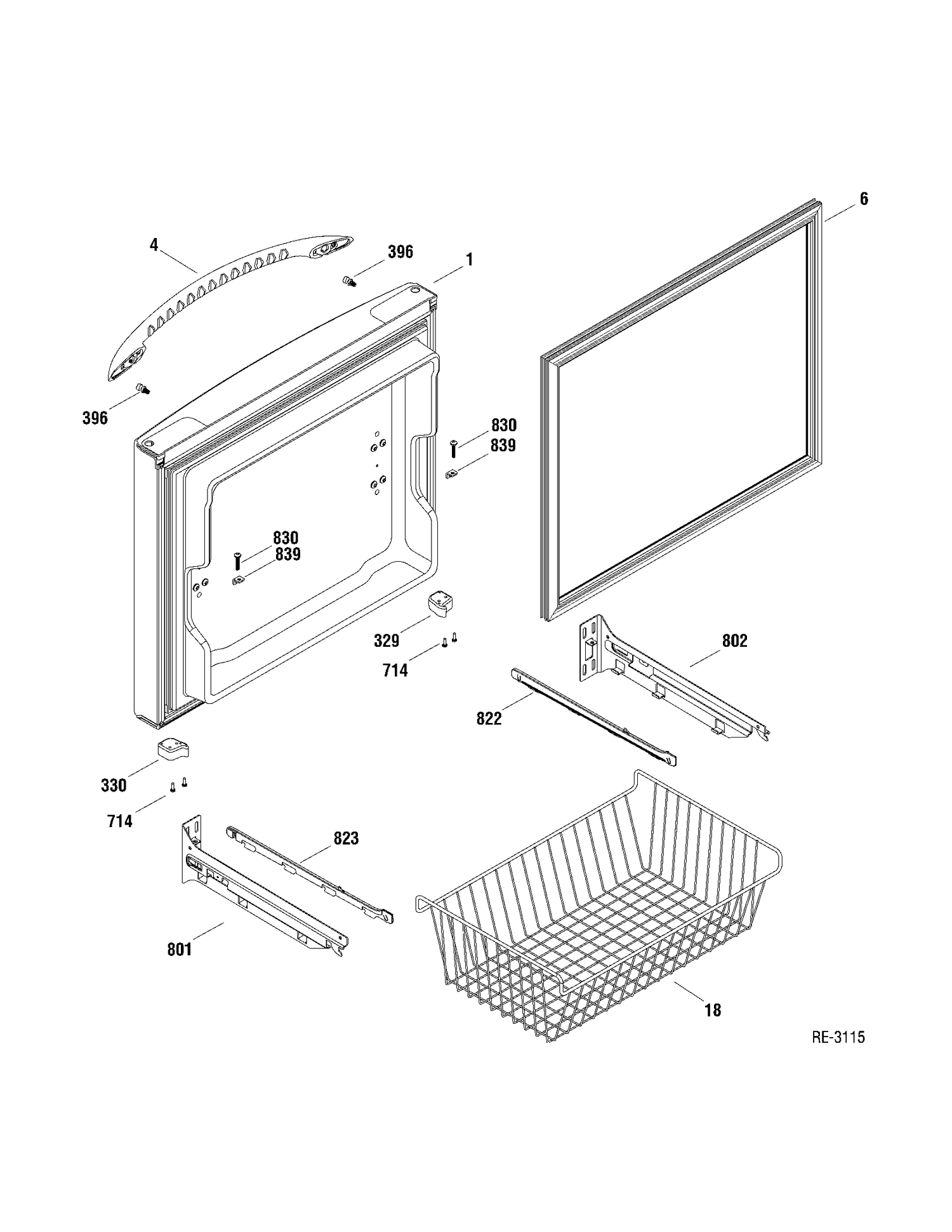 FZ DOOR Diagram and Parts List for PDRS2MBXARSS  General Electric Refrigerator