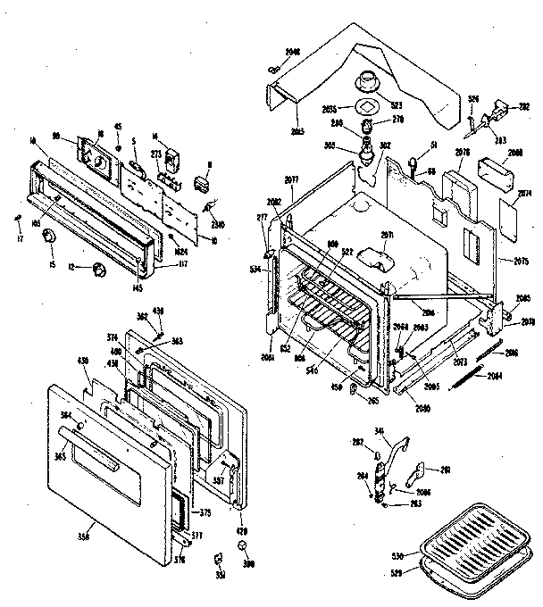 Body Section Diagram and Parts List for JKS060J3  General Electric Wall Oven